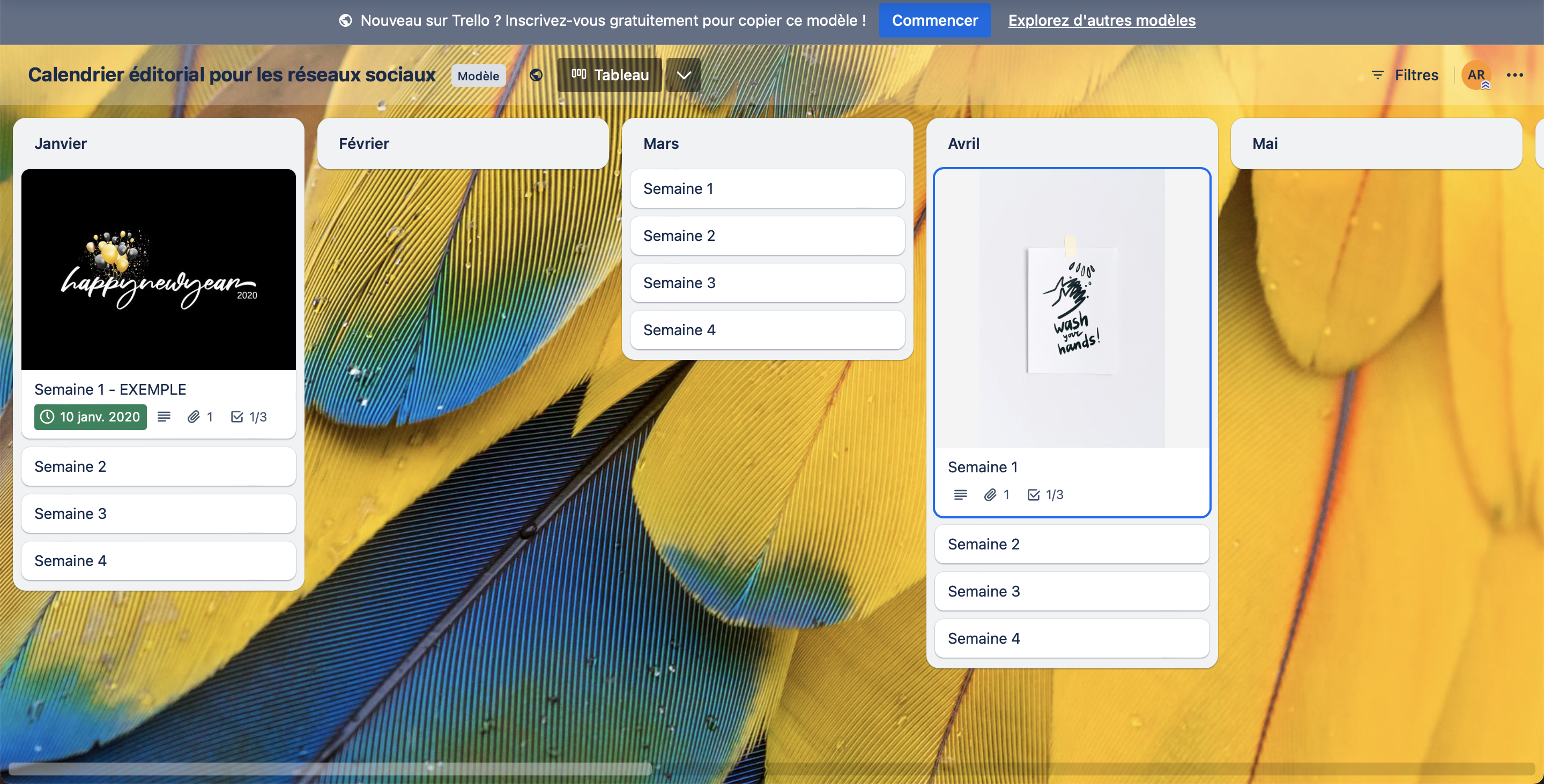 Calendrier éditorial Trello - Template